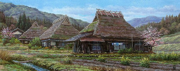 乐天商城 - 日本の名画 油絵 絵画 油彩画 洋画 (油絵額縁付きで納品対応可) WSM 〜 WF6 「 「春色 丹波路」 猿渡 一根 19,430円〜