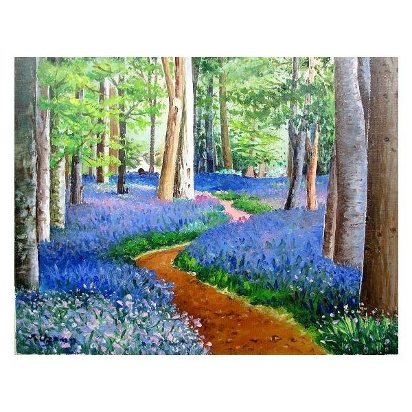 油彩画 洋画 (油絵額縁付きで納品対応可) WF6 〜 F20 「ブルーベルの森」 羽沢 清水 7,810円〜