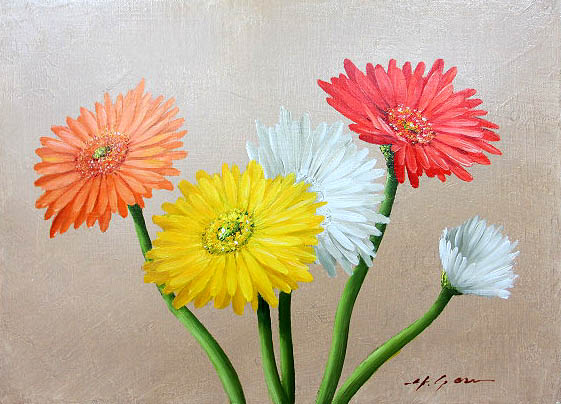 油彩画 ガーベラの花束 楽天市場】ガーベラ(絵画|アート・美術品・骨董品・民芸品