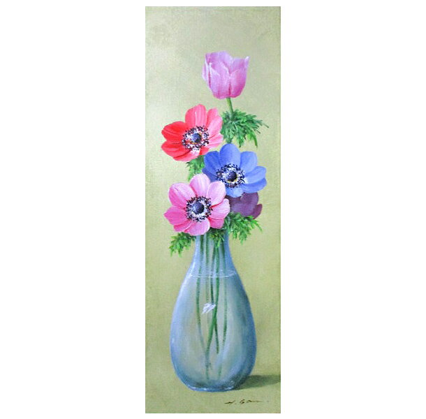 油彩画 洋画 (油絵額縁付きで納品対応可) WF3 ～ WF6 「チューリップ（かご）」 安田 英明 44,240円～