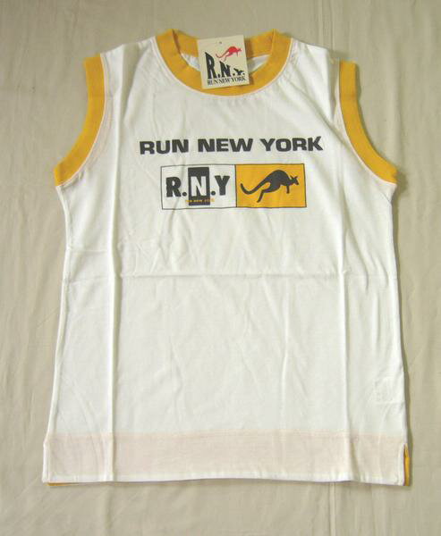 RUN　NEW　YORK 　ノースリTシャツ白/黄　130-新品-