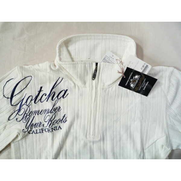長袖シャツ ハイネック 針抜きテレコ ハーフジップ GOTCHA GOLF ガッチャ ゴルフ 刺繍 ロゴ Sサイズ ホワイト 白 -新品-　送料無料