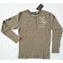 ノートン NORTON 長袖Tシャツ ヘンリーネック ワッフル編み 2つボタン 刺繍 Lサイズ カーキ -新品-送料無料(4)