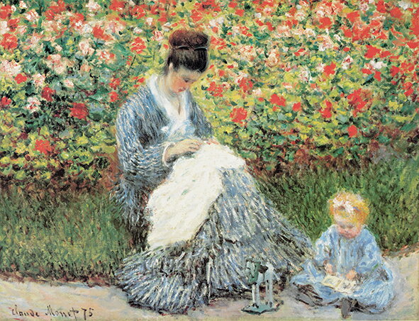 絵画 複製名画 キャンバスアート 世界の名画シリーズ クロード・モネ 「カミーユモネと子」 サイズ SM 〜 25号