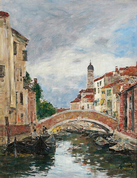 絵画 複製名画 キャンバスアート 世界の名画シリーズ ブーダン 「 ヴェニスの小さな運河 」 サイズ 25号