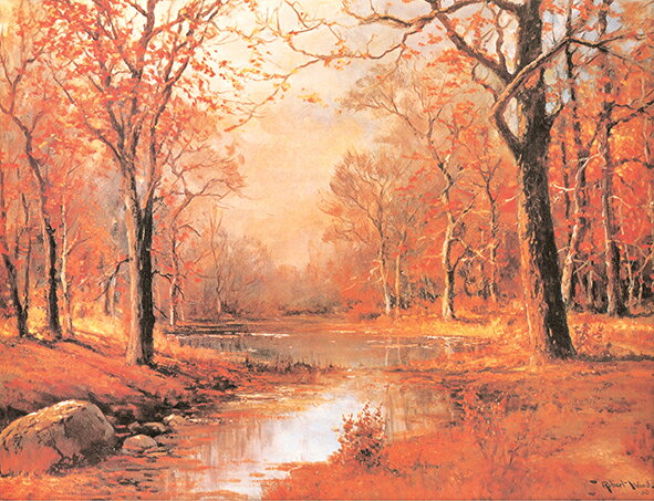 絵画 複製名画 キャンバスアート 世界の名画シリーズ ロバート・ウッド 「 10月の朝 」 サイズ 6号