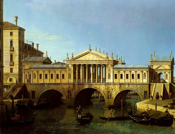 絵画 複製名画 キャンバスアート 世界の名画シリーズ カナレット 「 リアルト橋の奇妙な考え 」 サイズ..