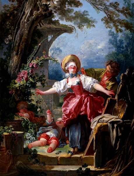 絵画 複製名画 キャンバスアート 世界の名画シリーズ フラゴナール 「 目隠し遊び 」 サイズ SM 〜 8号