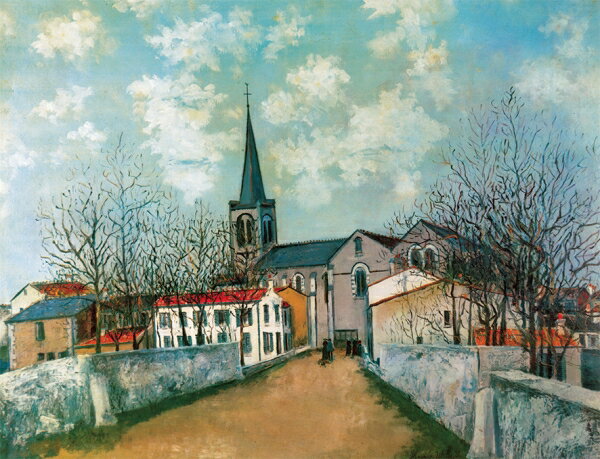 絵画 複製名画 キャンバスアート 世界の名画シリーズ ウィトリロ 「 郊外の教会 」 サイズ SM 〜 25号