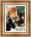 絵画 額縁付き 複製名画 世界の名画シリーズ ピエール・オーギュスト・ルノワール 「 子犬を抱いている女性 」 サイズ 3号