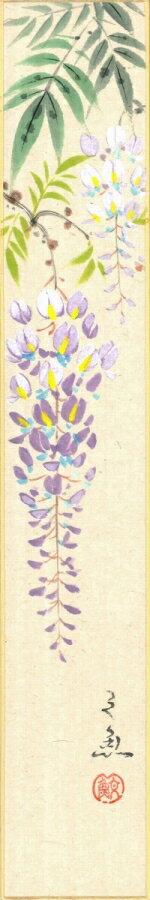 短冊（春）中谷 文魚作画「藤」 短冊寸法36.3X6cm