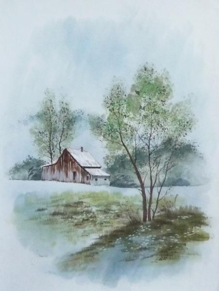 絵画 水彩画 「風景」 -L19 -新品-特価品