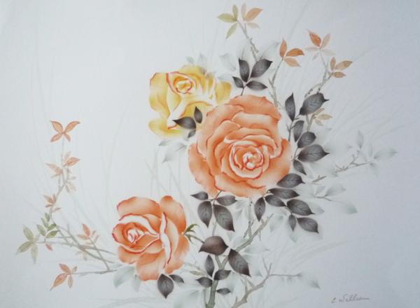 絵画 水彩画 「花 静物」 -L17 -新品-特価品