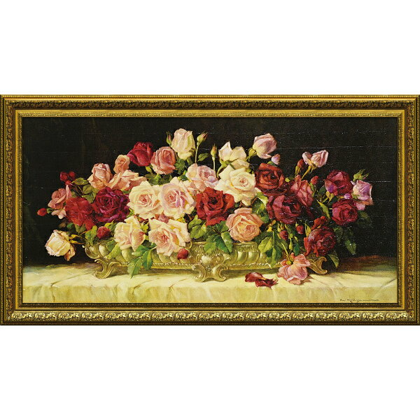 絵画 額縁付き 絵画 アートフレーム クリューガー「クラシック ローズ ボウル」 EK-22001 -新品