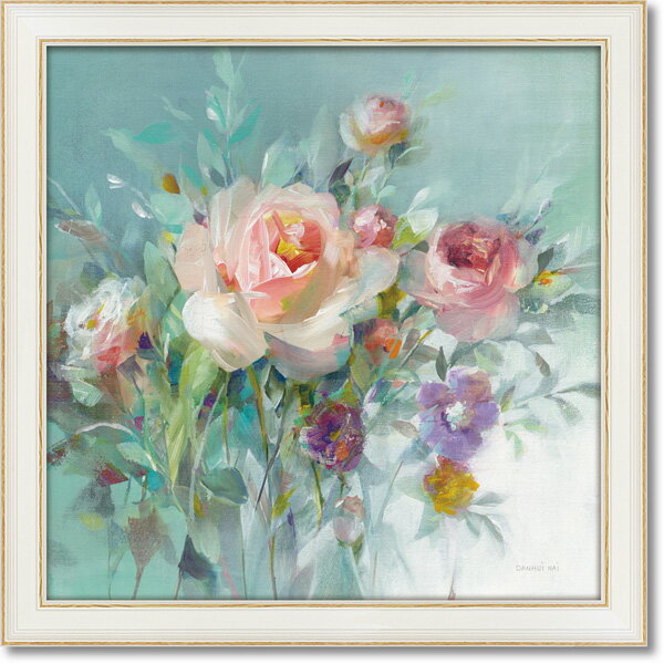 絵画 額縁付き 絵画 アートフレーム ダンフイ ナイ「サマー ガーデン ローズ」 DN-12035-新品