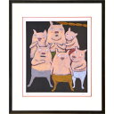 絵画 額装 デジタル版画 まつもととしこ 作 「ウインナーの冒険」 四ツ切サイズ -新品