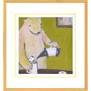 絵画 額装 デジタル版画 まつもととしこ 作 「白くまポット」 四ツ切サイズ -新品