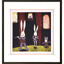 絵画 額装 デジタル版画 まつもととしこ 作 「うさぎ兄弟」 四ツ切サイズ -新品