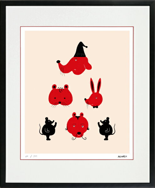 絵画 額装 デジタル版画 MEOMEO 作 「ピラミッド」 四ツ切サイズ -新品