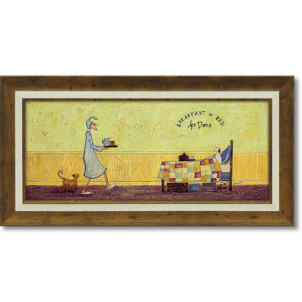絵画 額縁付き 絵画 アートフレーム サム トフト「ドリスとベッドで朝食（M)」 ST-10031 -新品
