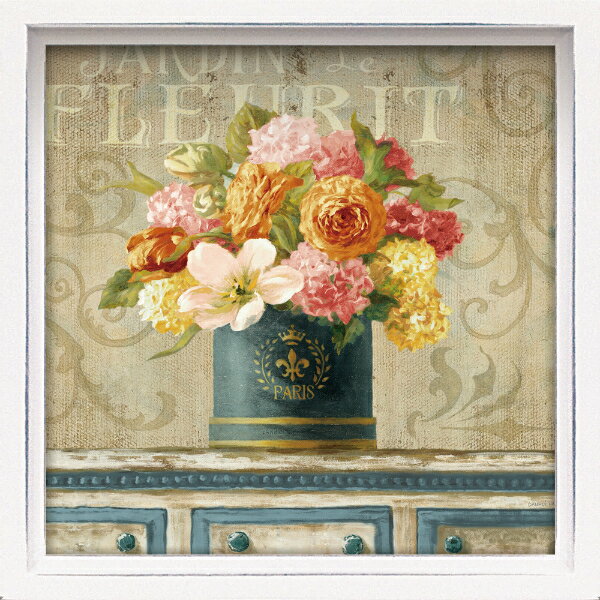 絵画 額縁付き 絵画 ロハス ミニアートフレーム ダンフイ ナイ「チューリップ イン ティール&ゴールド」 LA-01286 -新品