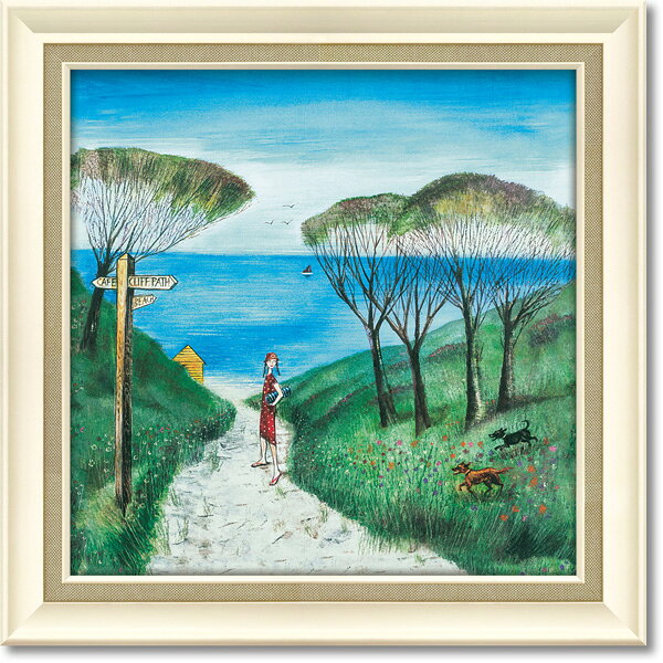 絵画 額縁付き 絵画 アートフレーム ジョー ラム「ビーチ パス」 JR-09004 -新品