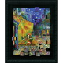 絵画 額縁付き 名画モザイクアート ゴッホ「夜のカフェテラス(Lサイズ)」 AM-16002 名画コレクション -新品