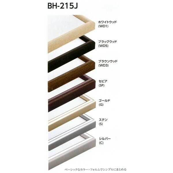 水彩用額縁 アルミフレーム BH-215J サイズF6号 ホワイトウッド ブラックウッド ブラウンウッド セピア ゴールド ステン シルバー