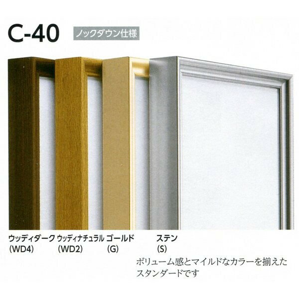 油彩額縁 油絵額縁 アルミフレーム 仮縁 C-40 サイズP500号 ウッディーダーク ウッディーナチュラル ゴールド ステン