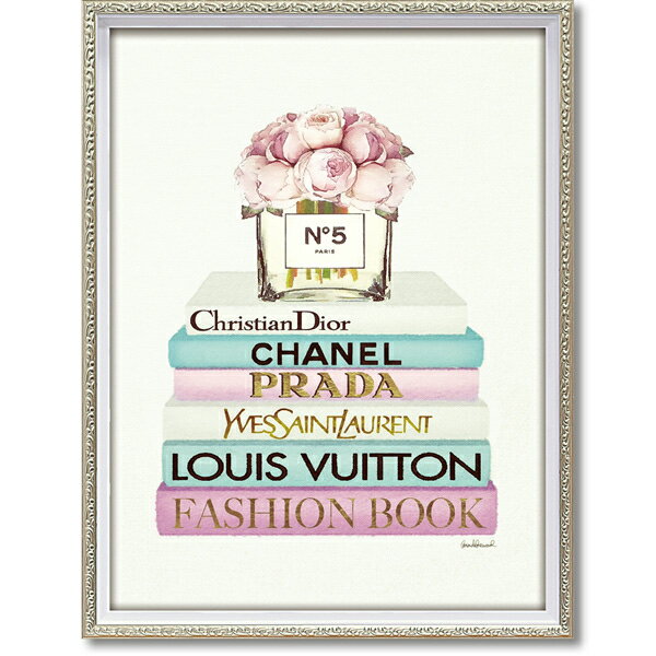 絵画 額縁付き 絵画 オマージュ キャンバスアート「ブックスタック ローズ ベース(Mサイズ)」BC-12078 -新品