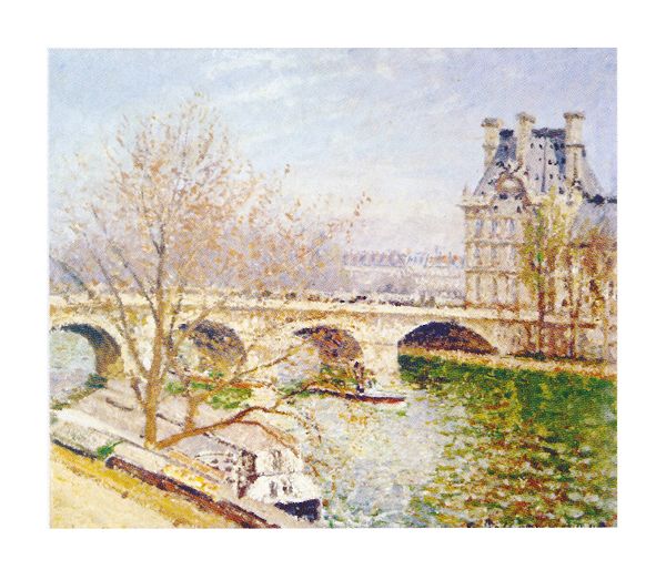 絵画 名画 複製画 フレーム 額縁付 カミーユ・ピサロ 「ポン・ロワイヤルとルーヴル宮」 F8号 世界の名画シリーズ