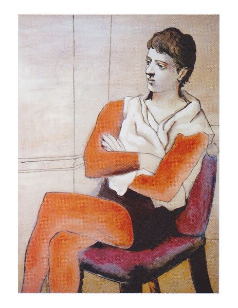 絵画 名画 複製画 フレーム 額縁付 パブロ・ピカソ 「腕を組んで座る軽業師」 P10号 世界の名画シリーズ