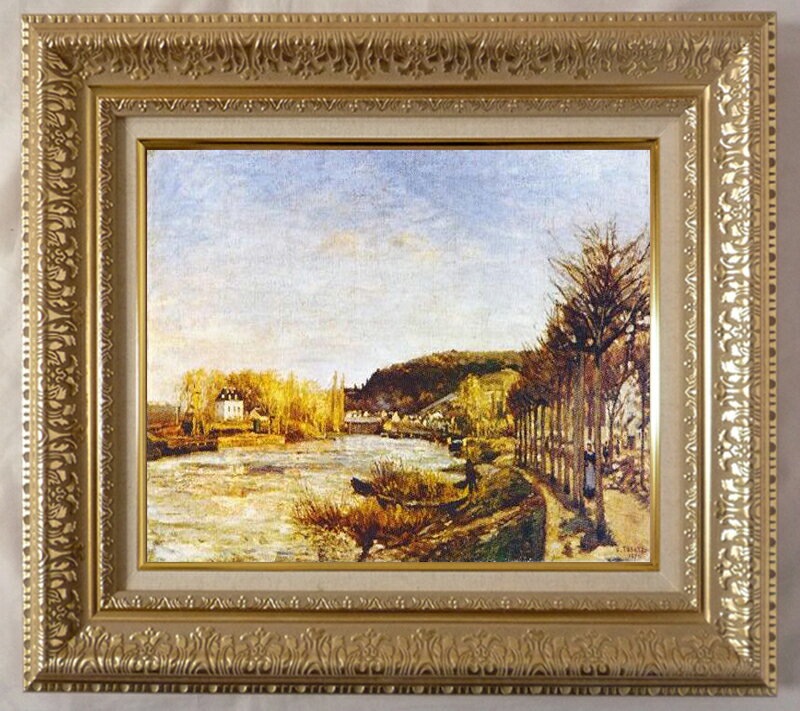 絵画 名画 複製画 フレーム 額縁付 カミーユ・ピサロ 「プージヴァールのセーヌ河」 F6号 世界の名画シリーズ