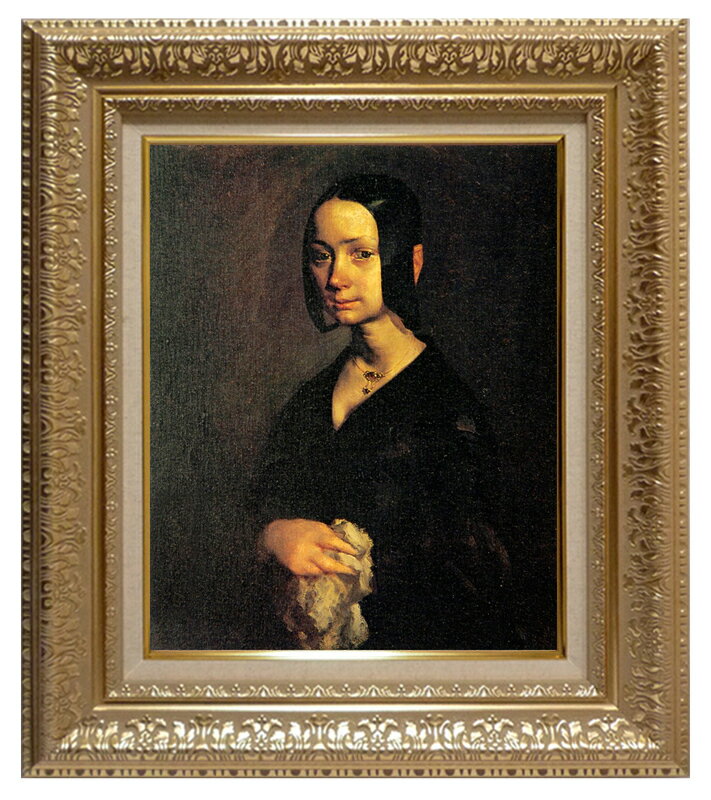 絵画 世界の名画 複製画 額縁付 (MJ108N-G) ジャン・フランソワ・ミレー 「ポーリーヌ・オノの肖像」 3号 〜 お買い得サイズ：F3号 P10号