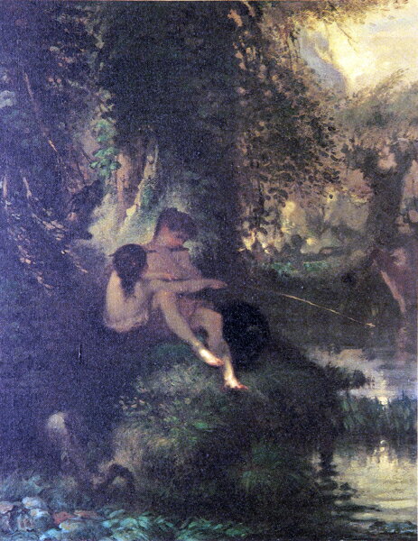 絵画 世界の名画 複製画 額縁付 (MJ108N-G) ジャン・フランソワ・ミレー 「ダフニスとクロエ」 3号 〜 お買い得サイズ：F3号 P10号