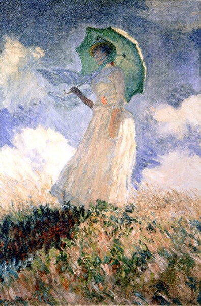 絵画 名画 複製画 額縁付(MJ108N-G) クロード・モネ 「パラソルをさす女」 3号 〜 お買い得サイズ：M20..