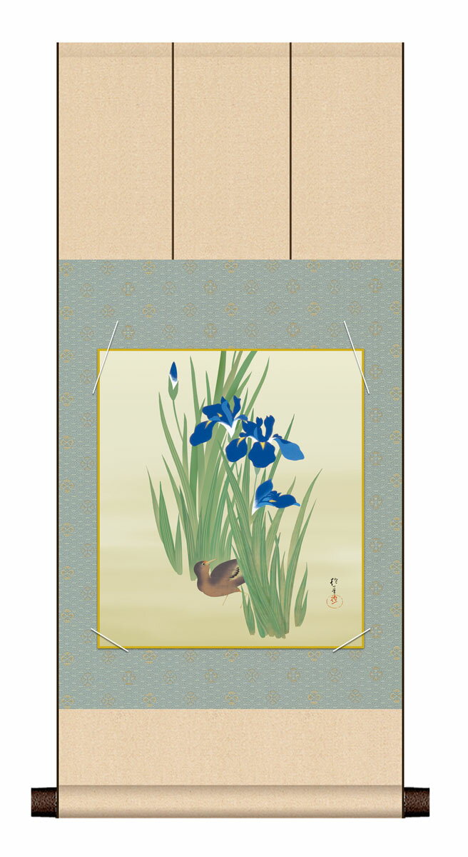 高精細デジタル版画 色紙掛セット 日本の名画 色紙掛け + 色紙1枚セット 色紙寸法 約24.2X27.2cm 酒井抱一「燕子花に水鶏図」