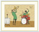高精細デジタル版画 額装絵画 現代アートシリーズ Taro ゆかいな音楽家 橋北 太郎 (はしきた たろう) 「 ドラムとトロンボーン 」 サイズ F4 F6 ...