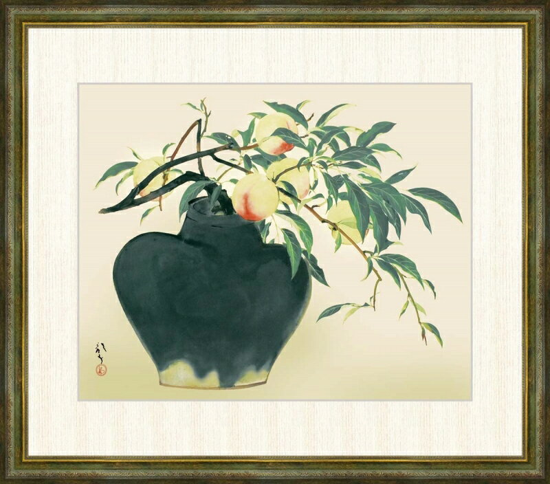 高精細デジタル版画 額装絵画 川端龍子作 「桃」 F8