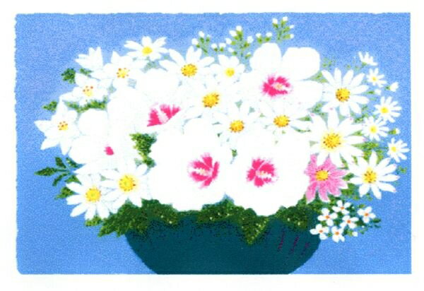 絵画 シルクスクリーン版画 吉岡浩太郎 太子 シートのみ 開運風水「人間関係向上・白い花」