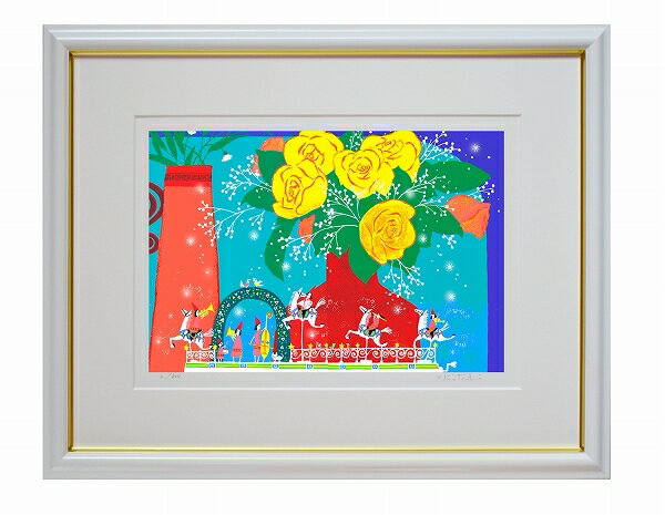 絲網印刷 - 日本の名画 絵画 シルクスクリーン版画 吉岡浩太郎 大衣 509X394mm シートのみ 「白馬の歌」