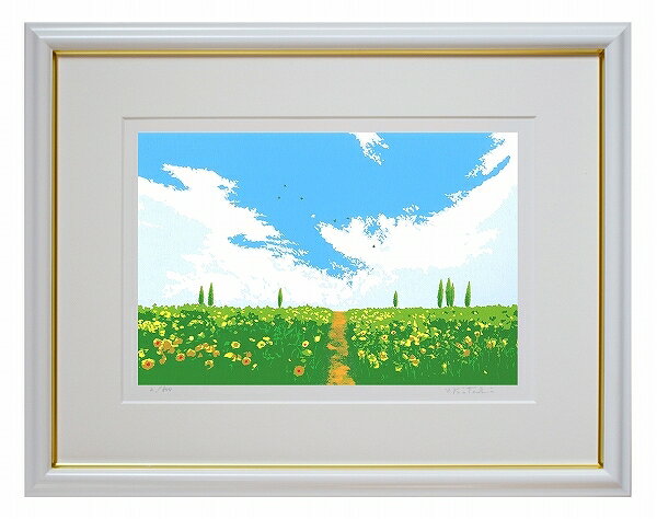 カタログ　パンフレット　リーフレットサイズ・大衣　シート寸法：507×392mm　絵寸法：327×214mm仕様・シルクスクリーン版画商品説明・吉岡浩太郎版画について　色の美しさ、絵の内容のわかりやすさ、夢のある楽しさなど、絵画を通じて毎日の生活に潤いを感じて頂けますように制作をしております。　特にシルクスクリーン版画技法で制作された作品は、下絵から版の作成摺りの完成まで手作業で行われ、20色以上版をかける作品も珍しくはなく時間をかけ1枚1枚丁寧に仕上げております。　手摺り版画の持つ色の味わいは独特のものがあり、その感動を一人でも多くの方に伝えていきたいと思います。　また昨今、版画技法の主流になりつつあるジグレー版画（デジタル版画）の手法も取り入れ、お客さまのニーズにより対応できますように努めております。・シルクスクリーン版画とは　孔版が技法のひとつであり、インクが通過する穴と通過しないところを作ることで版画の版を製版し印刷する技法である。　従来からの絵画的技法では得られない強烈な色彩や、グラデーションの美しさ、　特に色むらのない色面や単純化された抽象的な色面構成などに利用される。・掲載写真はサンプル画像です。・売り切れごめん。・吉岡浩太郎工房指定のマット、額縁付きで納品する場合、オプションより追加してください。・他社メーカーの額縁で額装納品する場合、(額縁代別途申し受けます)　大衣(シート寸法509X394mm)一覧よりご希望の額縁をお選びお伝えください。吉岡 浩太郎（初代）・略歴　1928年　山口県に生まれる　香月泰男に師事 　1967年　スクリーン版画の研究を始める 　1973年　絵画研修のため渡欧 　1974年　セントラル画廊でスクリーン版画個展 　1989年　絵画研修のため渡欧 　1992年　スクリーン版画個展 　1996年　日蓮宗円頓寺壁面画製作 　1997年以降　毎年ピクチャーショーで新作発表 　各種カレンダー　雑誌（表紙）掲載 　2004年　東京絵画フェスティバル出品 　2006年　ユニセフ絵葉書に決定 　2007年　芸術評論社「和の趣」に掲載 　2008年　西京銀行2008年カレンダー採用　風水版画展開催 　2009年　額縁絵画展出品 　2011年　個展・グループ展開催　2016年　死去（88歳）吉岡 浩太郎（2代目）・略歴　1960年　山口県に生まれる　1992年　二科展デザイン 奨励賞　渡欧　1993年　二科展デザイン 特選　中部二科展デザイン 彩画堂賞　1995年　孔版画コンクール 銅賞　二科展デザイン 特選　1996年　二科展デザイン 奨励賞　中部二科展 外遊賞　1997年　個展　1998年　二科会デザイン部会友推挙　個展　ART BOX大賞展入選　1999年　孔版画コンクール 金賞　個展　2000年　個展　2001年　二科展デザイン 会友賞　2001年　中部二科展EXP ACT賞　2005年　二科会デザイン部会員推挙　愛・地球博会場にてワークショップ開催　2006年　日韓グラフィックアート展出品　2008年　中日国際交流展出品 北京故宮博物院　2010年　個展グループ展開催　2013年　横濱・グッズ001横濱市長賞受賞　2014年　NBC国際版画ビエンナーレ入選　2015年　企業カレンダー（日立）採用　2017年　個展・グループ展開催　2018年　第1回岐阜美術展入選　2019年　「21世紀メッセージ展」銀座ギャラリー暁　個展　ギャラリー204　2020年　日本ユネスコ協会ポストカード採用 　現　在　岐阜県各務原市在住吉岡浩太郎版画、格安販売にご注意ください。吉岡浩太郎版画は多くの絵画業者様のご協力をいただき販売をさせていただいています。　他業者（個人販売除く）の方のホームページで格安価格で販売されているものは、クレジットカード情報の搾取詐欺の可能性があります。　ご購入される際は極端に低価格の表示には十分お気をつけ下さい。 その他・吉岡浩太郎の他の商品を見る・版画の他の商品を見る運送費（消費税・梱包費等込み）・全国一律950円 ※弊社契約宅配会社で発送する場合 ※一回の発送で納品先が一箇所の場合、何点でも950円です。 ※但し離島・沖縄の場合は別途送料が発生することがございますのでお問合せください。 ・ご注文の合計金額が3万円以上の時は送料無料（※一回の発送で納品先が一箇所の場合 ※除く離島・沖縄）自然なイメージ シルクスクリーン版画のみの販売価格です。 弊社で額装して納品の場合、マット、額縁をオプションで追加してください。 サイズ 大衣　マット外寸 507×392mm　絵寸法 327×214mm 仕様 ・シルクスクリーン版画 商品説明 ・吉岡浩太郎版画について 　色の美しさ、絵の内容のわかりやすさ、夢のある楽しさなど、絵画を通じて毎日の生活に潤いを感じて頂けますように制作をしております。 　手摺り版画の持つ色の味わいは独特のものがあり、その感動を一人でも多くの方に伝えていきたいと思います。 ・シルクスクリーン版画とは 　孔版が技法のひとつであり、インクが通過する穴と通過しないところを作ることで版画の版を製版し印刷する技法である。 　従来からの絵画的技法では得られない強烈な色彩や、グラデーションの美しさ、 　特に色むらのない色面や単純化された抽象的な色面構成などに利用される。