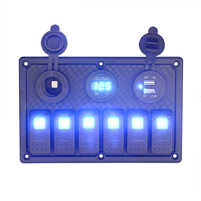 スイッチパネル コントロールパネル シガーライターソケット 汎用 防水 USB電源 2ポート ロッカーパネ..