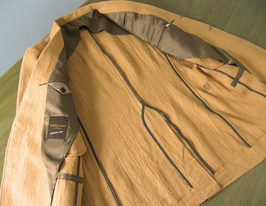 21公式店舗 春夏 ジャケット シワ加工 オレンジ系 3つボタン 麻100 メンズ ブレザー Oxford Classic Premiumline 3642 A8 希少 大人気 Robisz To