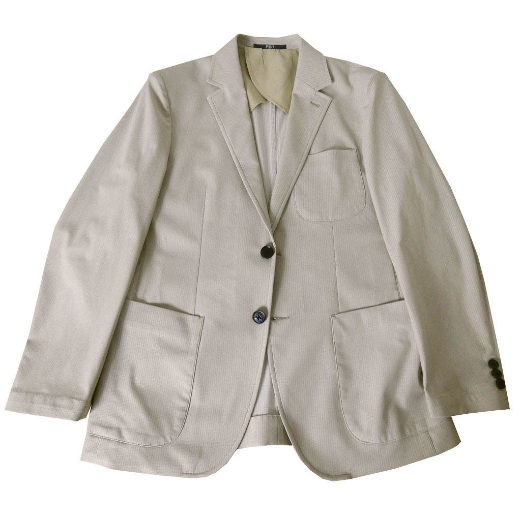 楽天TRADHOUSEFUKIYAポロ・ビーシーエス（POLO BCS） 春夏秋 メンズ アンコンジャケット 二つボタン ベージュ系 0552 S M L