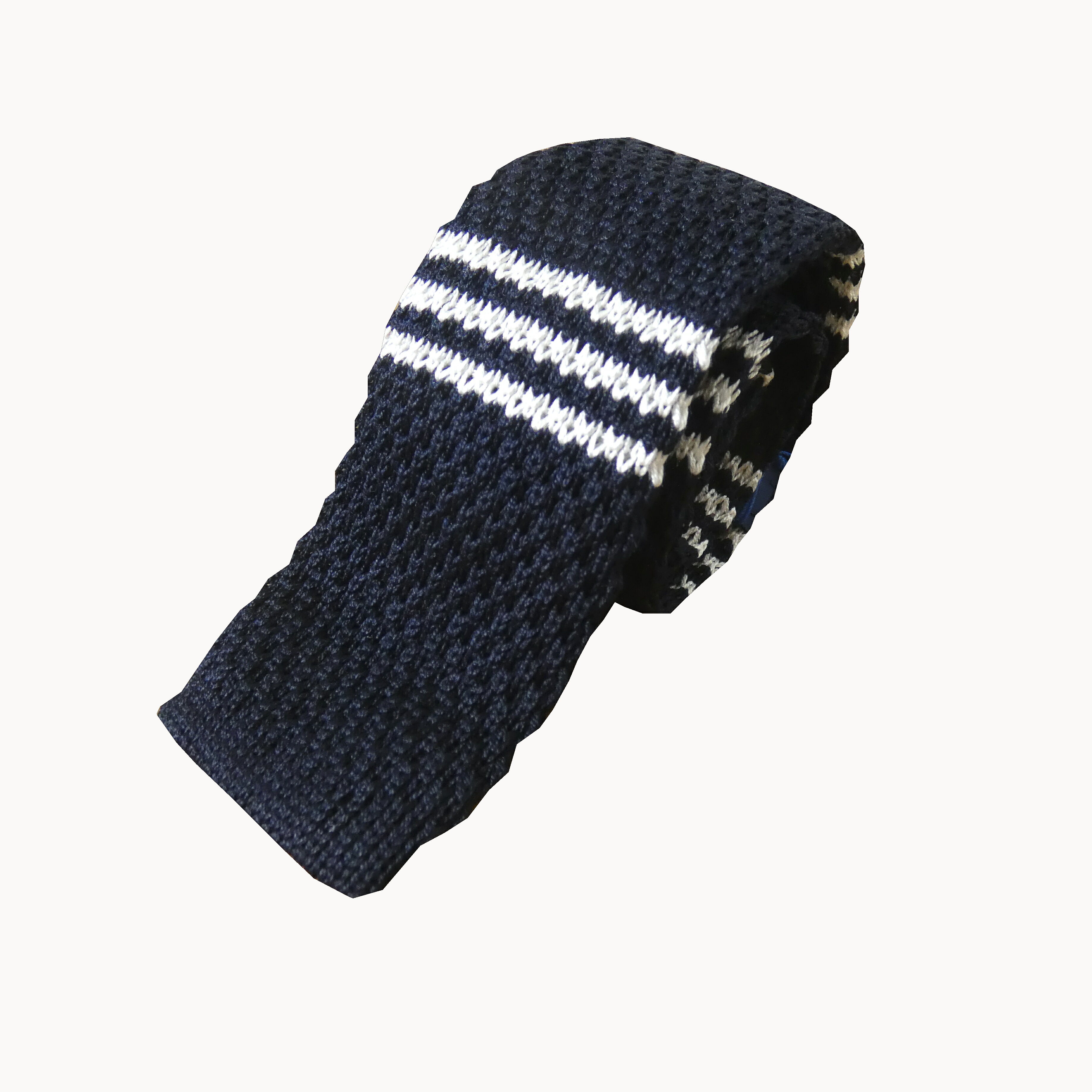 ニットタイ メンズ カジュアル ギフト 人気 おしゃれ トラペゾイドコレクション(Trapezoid collection) ボーダー シルク ネイビー×ホワ..