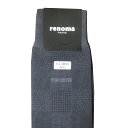 renoma・PARIS レノマパリス ソックス 靴下 紺系 チェック　R03　25～27cm