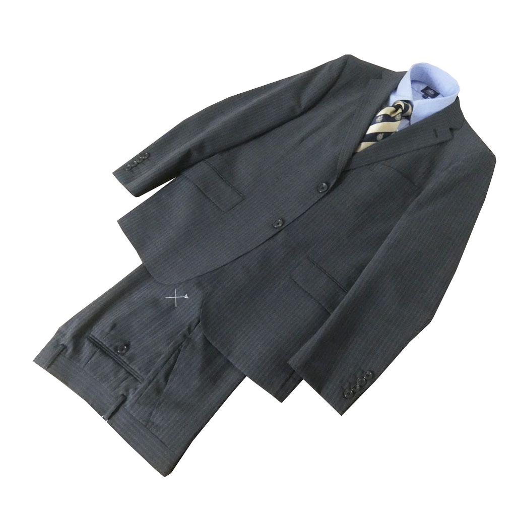 スーツ メンズ 春夏秋 2パンツスーツ 2つボタン シングルスーツ ツーパンツ ダディコスタ(Dady Costa) ビジネススーツ ストライプ チャコールグレー 0023 A6サイズ