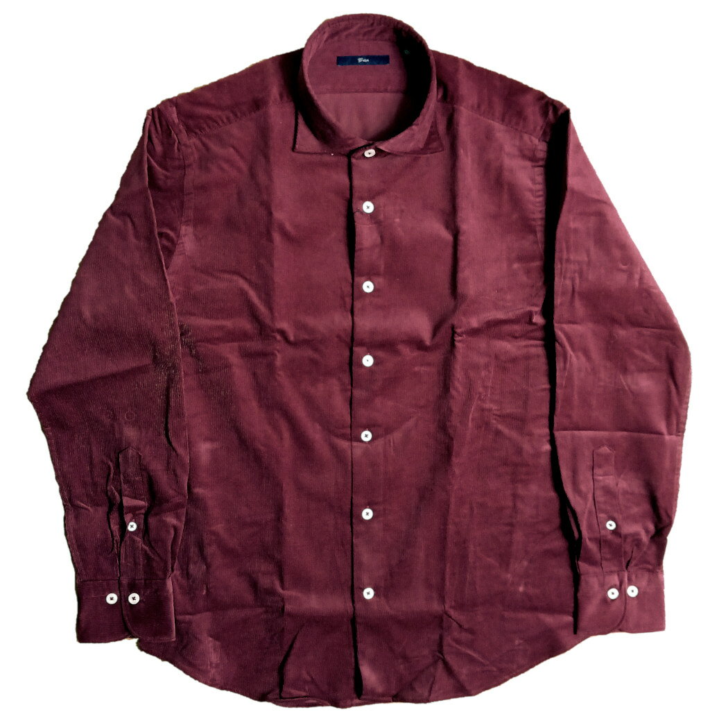 ジーステージ(G-stage) コーデュロイ カッタウェイ 長袖 シャツ 赤 ワインレッド レッド 0213 46(M) 48(L)