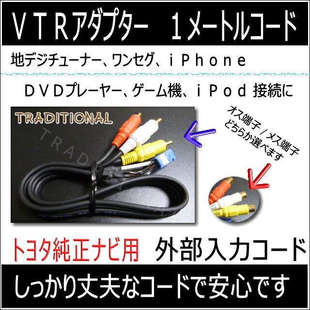 トヨタ純正ナビ 入力 VTRアダプター 1Mコード アルファード ヴェルファイア ベルタ 18クラウン 18マジェスタ シエンタ イクリプスVTR